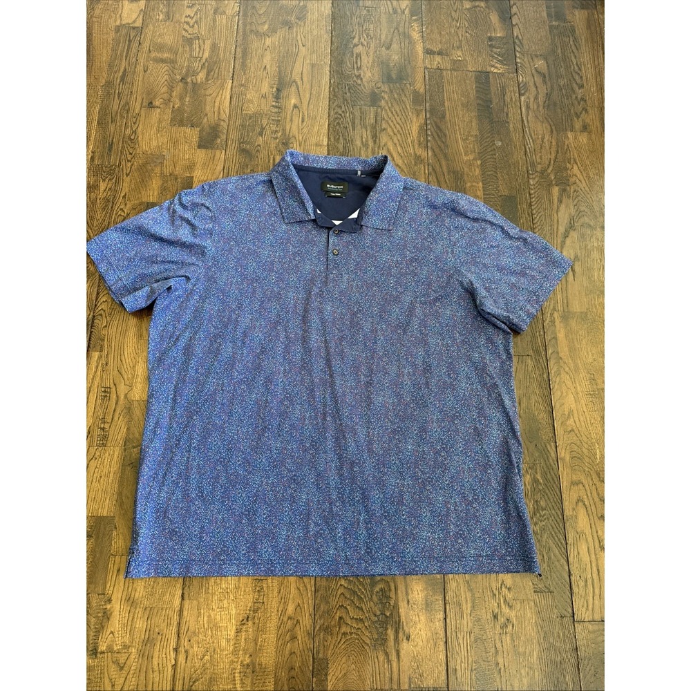 Bugatchi Victor Polo 3XL Astro Print OoohCotton Short Sleeve Stretch Blue